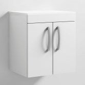Nuie Athena Wall Hung 2-Door Vanity Unit and Worktop 500mm Wide - Gloss White