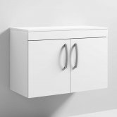 Nuie Athena Wall Hung 2-Door Vanity Unit and Worktop 800mm Wide - Gloss White