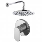 Nuie Binsey Round Manual Concealed Shower Valve with Fixed Head and Arm - Chrome