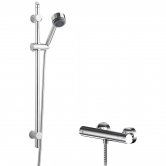Nuie Binsey Round Thermostatic Bar Shower Valve with Single Function Slider Rail Kit - Chrome