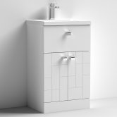 Nuie Blocks Floor Standing 2-Door and 1-Drawer Vanity Unit with Basin-1 500mm Wide - Satin White