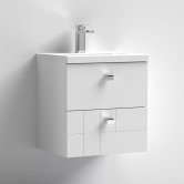 Nuie Blocks Wall Hung 2-Drawer Vanity Unit with Basin-1 500mm Wide - Satin White