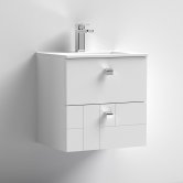 Nuie Blocks Wall Hung 2-Drawer Vanity Unit with Basin-2 500mm Wide - Satin White