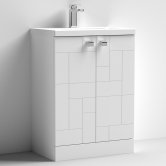 Nuie Blocks Floor Standing 2-Door Vanity Unit with Basin-1 600mm Wide - Satin White