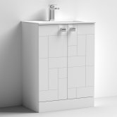 Nuie Blocks Floor Standing 2-Door Vanity Unit with Basin-2 600mm Wide - Satin White