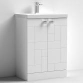 Nuie Blocks Floor Standing 2-Door Vanity Unit with Basin-3 600mm Wide - Satin White