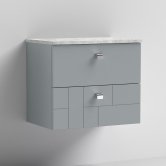 Nuie Blocks Wall Hung 2-Drawer Vanity Unit with Grey Worktop 600mm Wide - Satin Grey