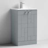 Nuie Blocks Floor Standing 2-Door Vanity Unit with Basin-2 500mm Wide - Satin Grey