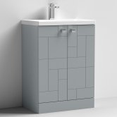 Nuie Blocks Floor Standing 2-Door Vanity Unit with Basin-1 600mm Wide - Satin Grey