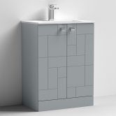 Nuie Blocks Floor Standing 2-Door Vanity Unit with Basin-2 600mm Wide - Satin Grey
