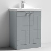Nuie Blocks Floor Standing 2-Door Vanity Unit with Basin-3 600mm Wide - Satin Grey