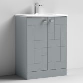Nuie Blocks Floor Standing 2-Door Vanity Unit with Basin-4 600mm Wide - Satin Grey