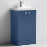 Nuie Blocks Floor Standing 2-Door Vanity Unit with Basin-3 500mm Wide - Satin Blue
