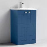 Nuie Blocks Floor Standing 2-Door Vanity Unit with Basin-4 500mm Wide - Satin Blue