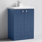 Nuie Blocks Floor Standing 2-Door Vanity Unit with Basin-1 600mm Wide - Satin Blue