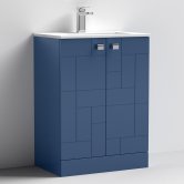 Nuie Blocks Floor Standing 2-Door Vanity Unit with Basin-2 600mm Wide - Satin Blue