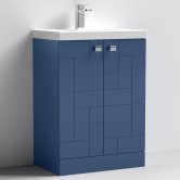 Nuie Blocks Floor Standing 2-Door Vanity Unit with Basin-3 600mm Wide - Satin Blue
