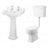 Nuie Carlton Bathroom Suite Low Level Toilet and Basin 560mm - 2 Tap Hole