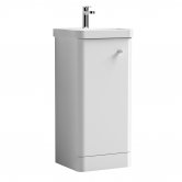 Nuie Core Floor Standing 1-Door Vanity Unit with Thin Edge Basin 400mm Wide - Gloss White