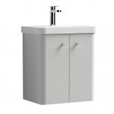 Nuie Core Wall Hung 2-Door Vanity Unit with Thin Edge Basin 500mm Wide - Gloss Grey Mist