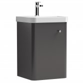 Nuie Core Wall Hung 1-Door Vanity Unit with Thin Edge Basin 400mm Wide - Gloss Grey