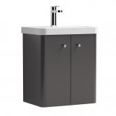 Nuie Core Wall Hung 2-Door Vanity Unit with Thin Edge Basin 500mm Wide - Gloss Grey
