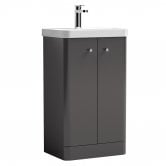Nuie Core Floor Standing 2-Door Vanity Unit with Thin Edge Basin 500mm Wide - Gloss Grey