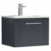 Nuie Deco Wall Hung 1-Drawer Vanity Unit with Basin-2 500mm Wide - Satin Anthracite