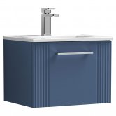 Nuie Deco Wall Hung 1-Drawer Vanity Unit with Basin-2 500mm Wide - Satin Blue