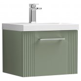 Nuie Deco Wall Hung 1-Drawer Vanity Unit with Basin-1 500mm Wide - Satin Reed Green