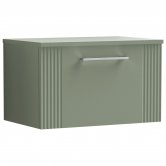 Nuie Deco Wall Hung 1-Drawer Vanity Unit with Worktop 600mm Wide - Satin Reed Green