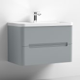Nuie Elbe Wall Hung 2-Drawer Vanity Unit with Polymarble Basin 800mm Wide - Satin Grey