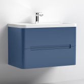 Nuie Elbe Wall Hung 2-Drawer Vanity Unit with Polymarble Basin 800mm Wide - Satin Blue