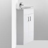 Nuie Mayford Floor Standing Corner 2-Door Vanity Unit with Basin 550mm Wide - Gloss White