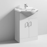 Nuie Mayford Floor Standing 2-Door Vanity Unit with Round Basin 550mm Wide - White