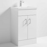 Nuie Eden Floor Standing 2-Door Vanity Unit and Basin-1 Gloss White - 500mm Wide