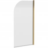 Nuie Pacific Brushed Brass Round Top Hinged Bath Screen 1430mm H x 785mm W - 6mm Glass