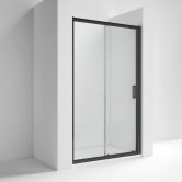 Nuie Rene Black Profile Sliding Shower Door 1200mm Wide - 6mm Glass
