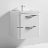 Nuie Parade Wall Hung 2-Drawer Vanity Unit with Ceramic Basin 600mm Wide - White Gloss