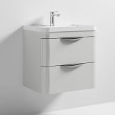 Nuie Parade Wall Hung 2-Drawer Vanity Unit with Polymarble Basin 600mm Wide - Gloss Grey Mist