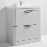 Nuie Parade Floor Standing 2-Drawer Vanity Unit with Polymarble Basin 800mm Wide - Gloss Grey Mist