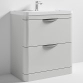 Nuie Parade Floor Standing 2-Drawer Vanity Unit with Ceramic Basin 800mm Wide - Gloss Grey Mist