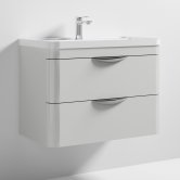 Nuie Parade Wall Hung 2-Drawer Vanity Unit with Polymarble Basin 800mm Wide - Gloss Grey Mist
