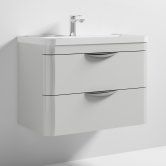 Nuie Parade Wall Hung 2-Drawer Vanity Unit with Ceramic Basin 800mm Wide - Gloss Grey Mist