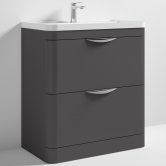 Nuie Parade Floor Standing 2-Drawer Vanity Unit with Polymarble Basin 800mm Wide - Gloss Grey