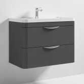 Nuie Parade Wall Hung 2-Drawer Vanity Unit with Polymarble Basin 800mm Wide - Gloss Grey