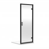 Nuie Rene Hinged Shower Door 800mm Wide with Matt Black Profile - 6mm Glass
