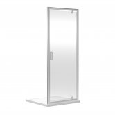 Nuie Rene Pivot Shower Door 760mm Wide Satin Chrome Profile - 6mm Glass