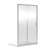 Nuie Rene Sliding Shower Door 1000mm Wide with Satin Chrome Profile - 6mm Glass