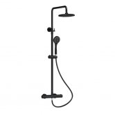Nuie Round Thermostatic Bar Mixer Shower with Shower Kit and Fixed Head - Matt Black